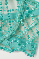 Thumbnail for your product : Fleur Du Mal Dotty Satin-trimmed Embroidered Recycled-tulle Underwired Soft-cup Bra - Blue