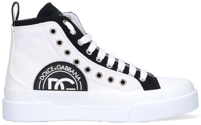 DOLCE & GABBANA Classic Leather High-Top Sneaker Shoes LONDON Logo Blue 08845
