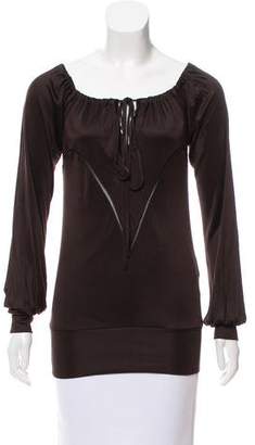 CNC Costume National Long Sleeve Tie-Accented Top