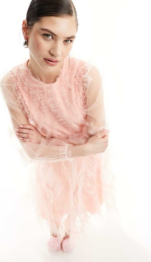 Sister Jane Dream Treasure tulle midi dress in ballerina pink  