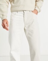 Thumbnail for your product : Topman baggy jeans in contrast ecru splice