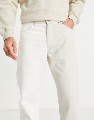 Topman baggy jeans in contrast ecru splice