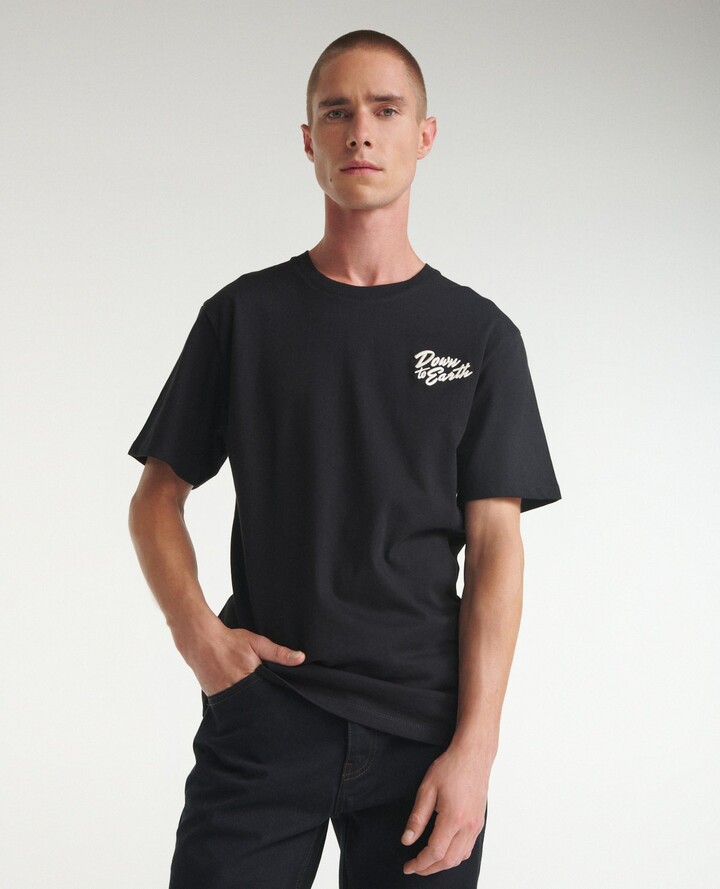 The Kooples Cotton black T-shirt Down to Earth embroidery