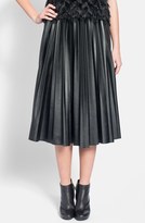 Thumbnail for your product : Lanvin Pleated Faux Leather Midi Skirt