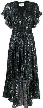BA&SH Grace metallic leopard-print dress