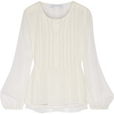 Thumbnail for your product : Diane von Furstenberg Jayne Pintucked Silk-chiffon Top - White