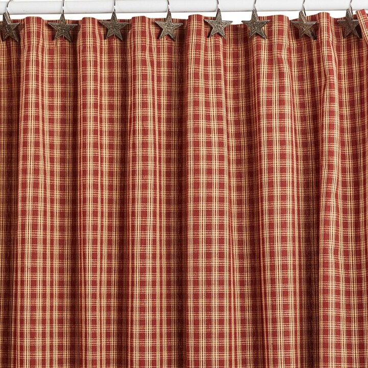 Park Designs Sturbridge Plaid Ruffle Wine Shower Curtain 72" x 72