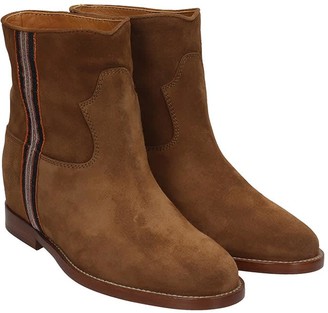 Via Roma 15 Low Heels Ankle Boots In Brown Suede