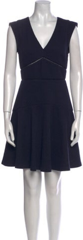 Rebecca Taylor V-Neck Mini Dress Rebecca Taylor A-Line Dress Blue Eyelet & Ruffle Accents Sleeveless with V-Neck Concealed Zip Closure at Back Designer