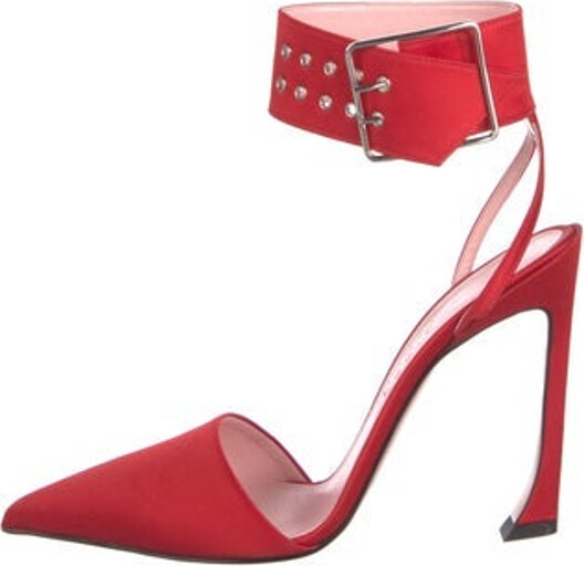 Piferi Satin D'Orsay Pumps Red Pointed-Toes Wrap-Around Straps | Piferi Satin D'Orsay Pumps in Red, Women's 8