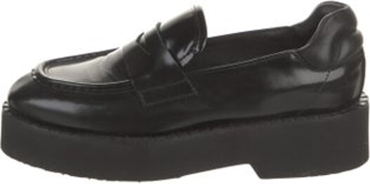 Aquatalia Leather Loafers Black Round-Toes Platform Unfortunately due to restrictions this item may not be eligible for shipping in all areas.
