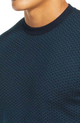 John Smedley Geo Pattern Crewneck Merino Wool Sweater