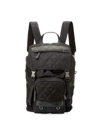 Prada Patterned Nylon & Leather Utility Backpack