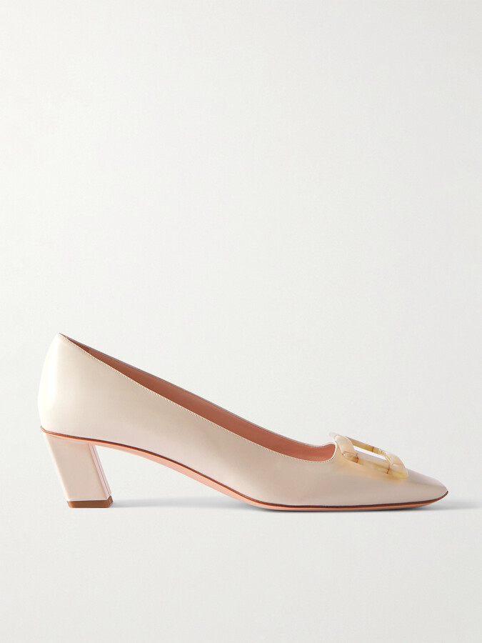 Roger Vivier Belle Vivier 45 Buckled Leather Pumps - Cream