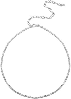 Sphera Milano 18K White Gold Plated Sterling Silver CZ Tennis Choker Necklace