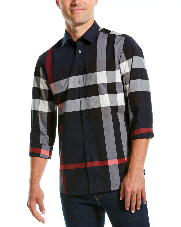 burberry button up blue