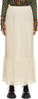 Anna Sui Off-White Aesthetic Eyelet Skirt