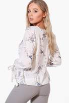 Thumbnail for your product : boohoo Jennifer Printed Wrap Over Blouse