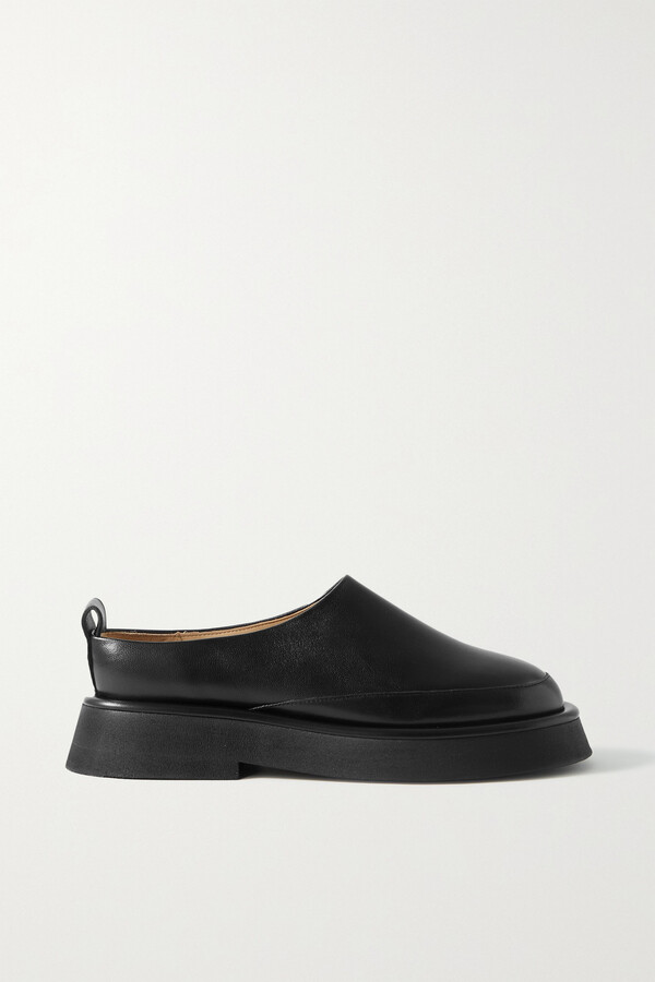 Wandler Rosa Leather Slippers - Black - ShopStyle Flats