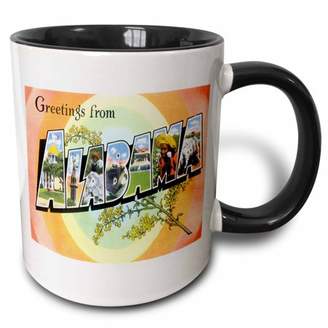 3drose 3dRose Greetings From Alabama With Scenes of the State inside Bold Lettering - Two Tone Black Mug, 11-ounce