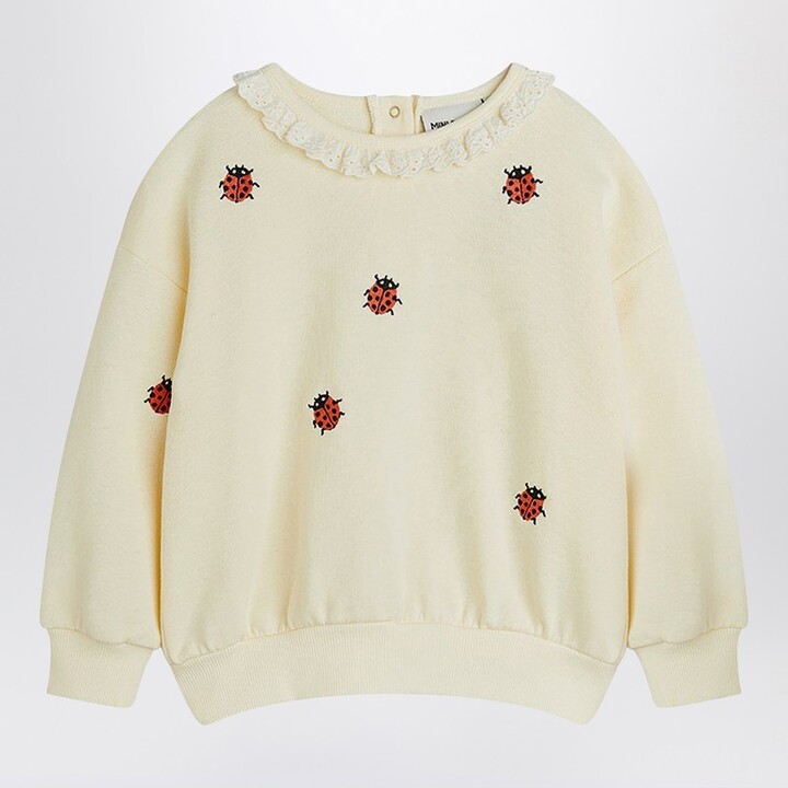 Mini Rodini Ivory sweatshirt with embroidered ladybugs