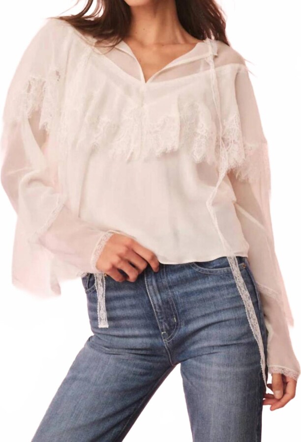 LoveShackFancy Afton Long Sleeve Blouse In Ivory