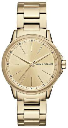 Armani Exchange Gold Tone Dial Stainless Steel Bracelet Ladies Watch