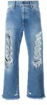 Thumbnail for your product : Palm Angels distressed cropped jeans - men - Cotton/Polyester - 30