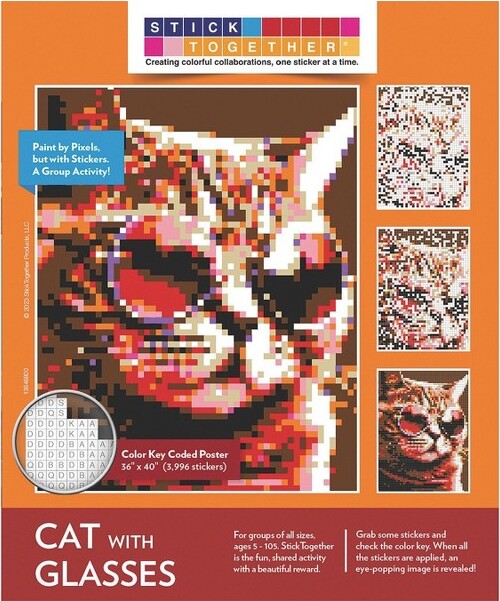 Stick Together CollaborativeStickerMosaic,CatwithGlasses