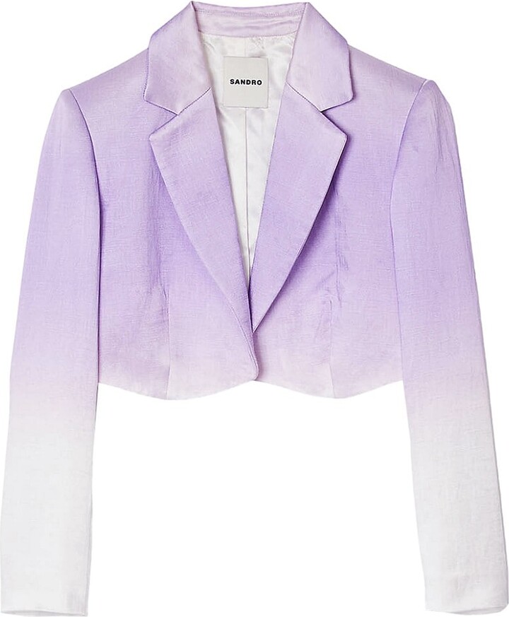 Sandro Women's Short Suit Jacket Ecru Pastel Lilac Size