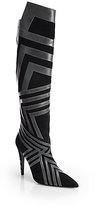 Thumbnail for your product : Pierre Hardy Chevron Suede & Leather Over-The-Knee Boots