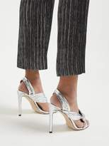 Thumbnail for your product : Jimmy Choo Lalia 100 Twisted Leather Slingback Sandals - Womens - Silver