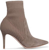 Thumbnail for your product : Gianvito Rossi Katie 85 Suede And Ribbed-knit Sock Boots