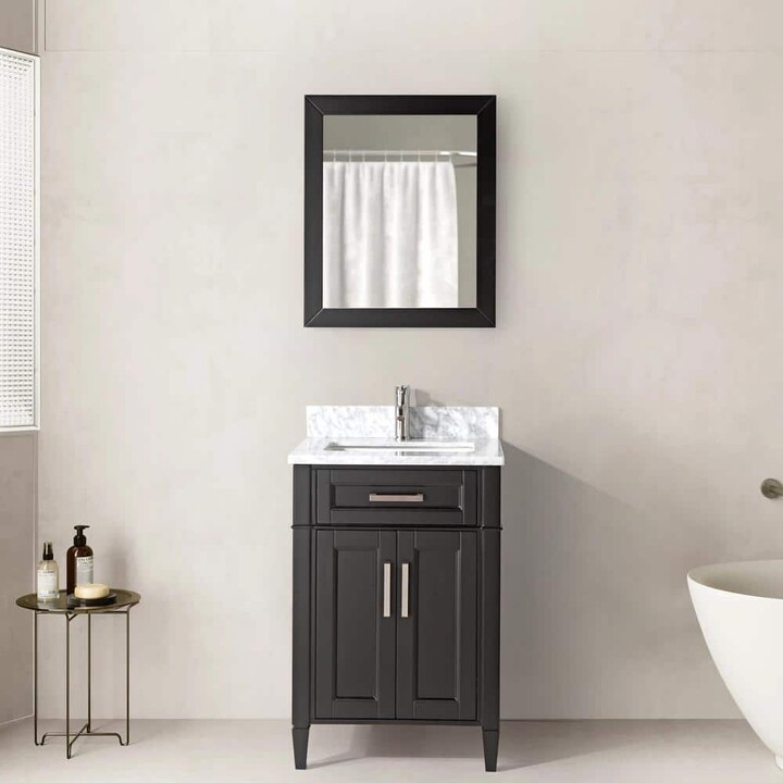 Vanity Art Savona 24 in. W x 22 in. D x 36 in. H Bath Vanity in Espresso with Vanity Top in White with White Basin and Mirror