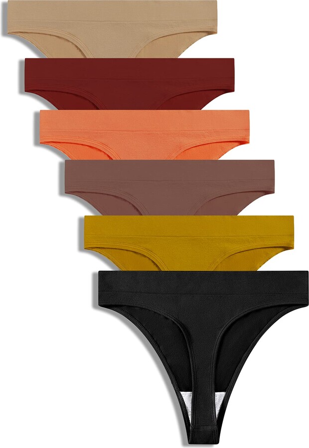 GRANKEE Women's Breathable Seamless Thong Panties No Show Underwear 6 Pack(SPRING 6 pack L