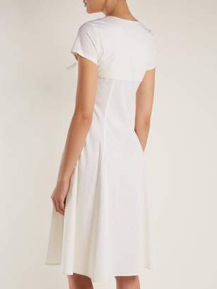 STAUD Alice Knotted Front Cotton Poplin Dress - Womens - Ivory