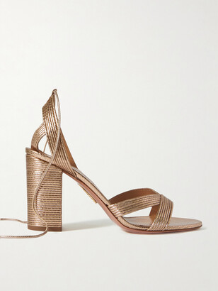 Aquazzura Ari 85 Metallic Leather Sandals Gold ShopStyle