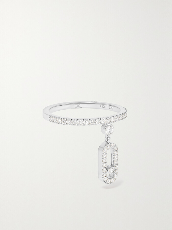 Messika Move Uno Tassel 18-karat White Gold Diamond Ring - Silver