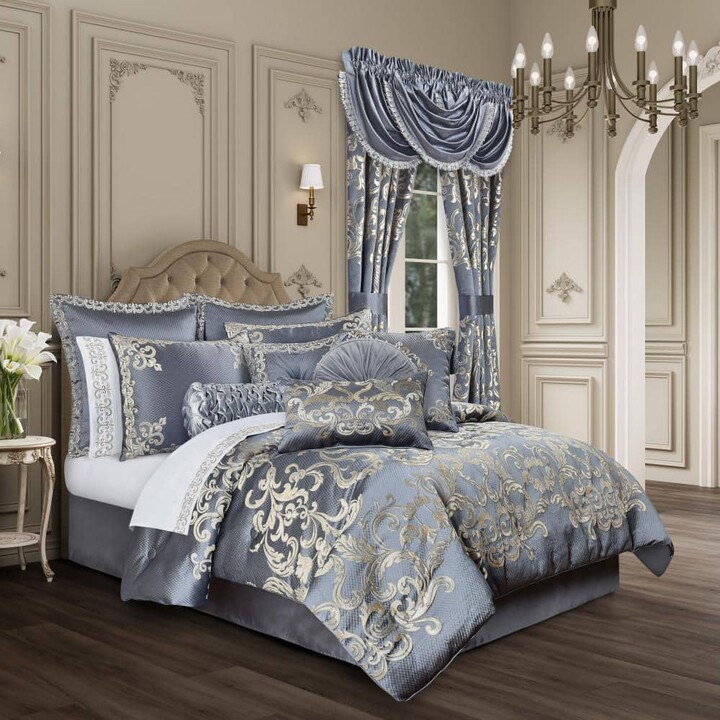 J QUEEN NEW YORK INC Del Toro 4-Piece. Powder Blue Polyester California King Comforter Set 96 X 110 in.