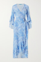 Thumbnail for your product : Melissa Odabash Cheryl Ruffled Printed Voile Wrap Maxi Dress