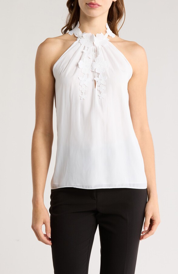 Ramy Brook Floral Appliqué Sleeveless Top