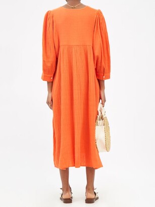 Anaak Ajmer V-neck Cotton Sun Dress - Orange