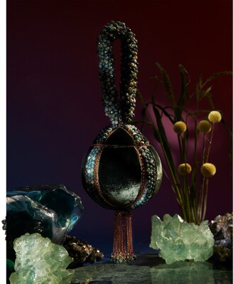 MAE CASSIDY Babi Gemstone Balancing Chevron Amethyst Bracelet Clutch Bag