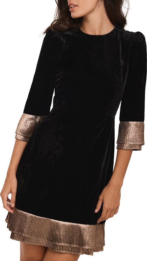 Mint Velvet Velvet Frill Detail Mini Dress