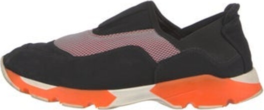 Marni Mesh Slip-On Sneakers Black Colorblock Pattern Round-Toes with Mesh Accents Velcro Closure at Uppers