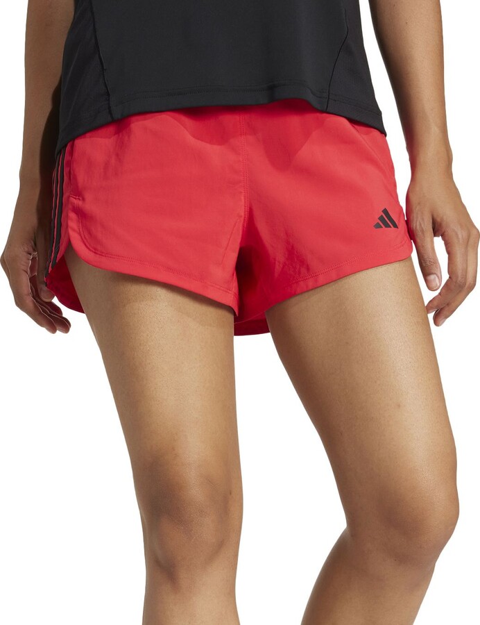 adidas Women's Pacer Training 3-Stripes Woven High-Rise 3" Shorts, XS, White/White