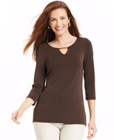 Thumbnail for your product : Charter Club Three-Quarter-Sleeve Keyhole Tunic