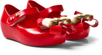 Mini Melissa Red and Gold Bow Shoes