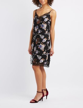 Charlotte Russe Floral Lace-Trim Slip Dress