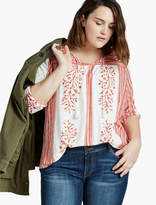 Thumbnail for your product : Lucky Brand FLORAL BORDER PEASANT TOP